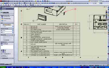 Example of Bill of Material on Drawing